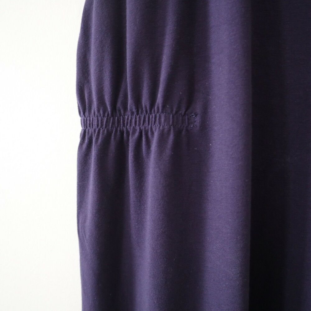 Eileen Fisher Ballet Neck Asymmetric Jersey Dress Purple Ruched Side - Picture 7 of 11